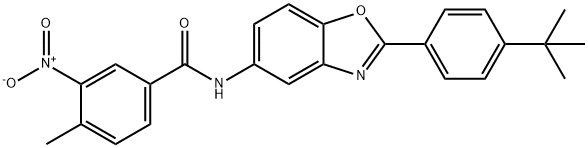 N-[2-(4-tert-butylphenyl)-1,3-benzoxazol-5-yl]-3-nitro-4-methylbenzamide Struktur