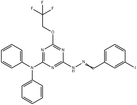 3-iodobenzaldehyde [4-(diphenylamino)-6-(2,2,2-trifluoroethoxy)-1,3,5-triazin-2-yl]hydrazone Struktur