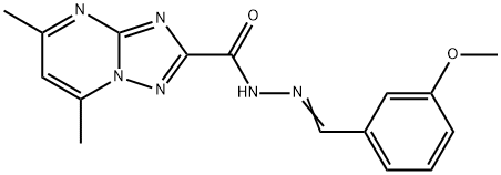 N'-(3-methoxybenzylidene)-5,7-dimethyl[1,2,4]triazolo[1,5-a]pyrimidine-2-carbohydrazide Struktur