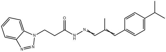 3-(1H-1,2,3-benzotriazol-1-yl)-N'-[3-(4-isopropylphenyl)-2-methyl-2-propenylidene]propanohydrazide Struktur