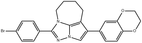 1-(4-bromophenyl)-4-(2,3-dihydro-1,4-benzodioxin-6-yl)-5,6,7,8-tetrahydro-2,2a,8a-triazacyclopenta[cd]azulene Struktur