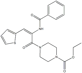 ethyl 4-[2-(benzoylamino)-3-(2-thienyl)acryloyl]-1-piperazinecarboxylate Struktur