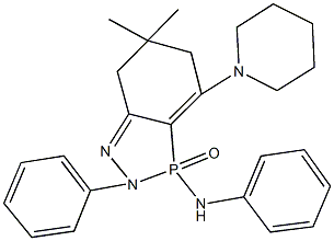 N-[6,6-dimethyl-3-oxido-2-phenyl-4-(1-piperidinyl)-3,5,6,7-tetrahydro-2H-1,2,3-benzodiazaphosphol-3-yl]-N-phenylamine Struktur