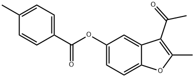 3-acetyl-2-methyl-1-benzofuran-5-yl 4-methylbenzoate Struktur