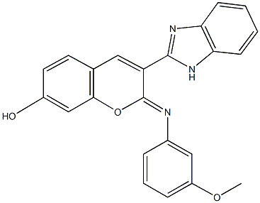 3-(1H-benzimidazol-2-yl)-2-[(3-methoxyphenyl)imino]-2H-chromen-7-ol Struktur