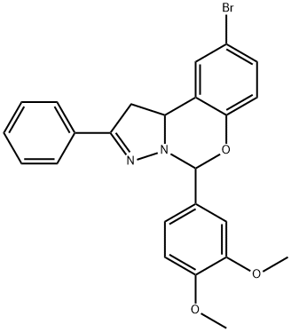 9-bromo-5-(3,4-dimethoxyphenyl)-2-phenyl-1,10b-dihydropyrazolo[1,5-c][1,3]benzoxazine Struktur