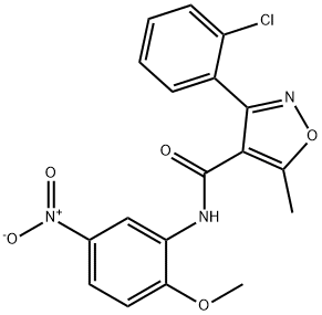 3-(2-chlorophenyl)-N-{5-nitro-2-methoxyphenyl}-5-methyl-4-isoxazolecarboxamide Struktur