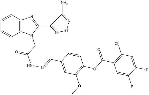 4-(2-{[2-(4-amino-1,2,5-oxadiazol-3-yl)-1H-benzimidazol-1-yl]acetyl}carbohydrazonoyl)-2-methoxyphenyl 2-chloro-4,5-difluorobenzoate Struktur