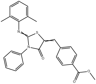 methyl 4-({2-[(2,6-dimethylphenyl)imino]-4-oxo-3-phenyl-1,3-thiazolidin-5-ylidene}methyl)benzoate Struktur