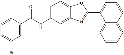 5-bromo-2-iodo-N-[2-(1-naphthyl)-1,3-benzoxazol-5-yl]benzamide Struktur