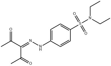 4-[2-(1-acetyl-2-oxopropylidene)hydrazino]-N,N-diethylbenzenesulfonamide Struktur