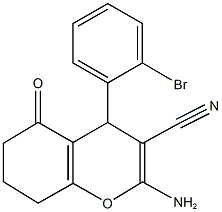 2-amino-4-(2-bromophenyl)-5-oxo-5,6,7,8-tetrahydro-4H-chromene-3-carbonitrile Struktur