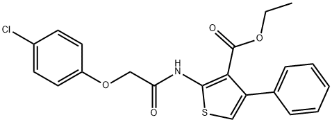 ethyl 2-{[(4-chlorophenoxy)acetyl]amino}-4-phenyl-3-thiophenecarboxylate Struktur