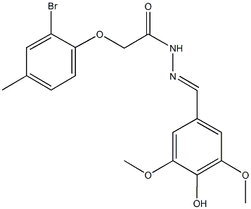 2-(2-bromo-4-methylphenoxy)-N'-(4-hydroxy-3,5-dimethoxybenzylidene)acetohydrazide Struktur