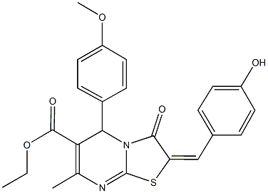 ethyl 2-(4-hydroxybenzylidene)-5-(4-methoxyphenyl)-7-methyl-3-oxo-2,3-dihydro-5H-[1,3]thiazolo[3,2-a]pyrimidine-6-carboxylate Struktur