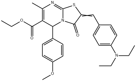 ethyl 2-[4-(diethylamino)benzylidene]-5-(4-methoxyphenyl)-7-methyl-3-oxo-2,3-dihydro-5H-[1,3]thiazolo[3,2-a]pyrimidine-6-carboxylate Struktur