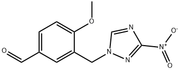 3-({3-nitro-1H-1,2,4-triazol-1-yl}methyl)-4-methoxybenzaldehyde Struktur