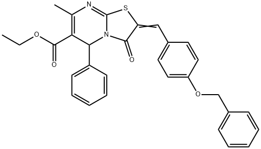 ethyl 2-[4-(benzyloxy)benzylidene]-7-methyl-3-oxo-5-phenyl-2,3-dihydro-5H-[1,3]thiazolo[3,2-a]pyrimidine-6-carboxylate Struktur