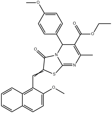 ethyl 2-[(2-methoxy-1-naphthyl)methylene]-5-(4-methoxyphenyl)-7-methyl-3-oxo-2,3-dihydro-5H-[1,3]thiazolo[3,2-a]pyrimidine-6-carboxylate Struktur