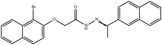 2-[(1-bromo-2-naphthyl)oxy]-N'-[1-(2-naphthyl)ethylidene]acetohydrazide Struktur