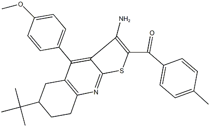 [3-amino-6-tert-butyl-4-(4-methoxyphenyl)-5,6,7,8-tetrahydrothieno[2,3-b]quinolin-2-yl](4-methylphenyl)methanone Struktur