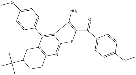 [3-amino-6-(tert-butyl)-4-(4-methoxyphenyl)-5,6,7,8-tetrahydrothieno[2,3-b]quinolin-2-yl](4-methoxyphenyl)methanone Struktur