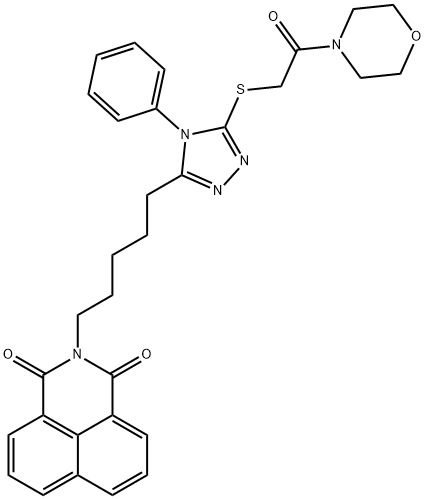 2-[5-(5-{[2-(4-morpholinyl)-2-oxoethyl]sulfanyl}-4-phenyl-4H-1,2,4-triazol-3-yl)pentyl]-1H-benzo[de]isoquinoline-1,3(2H)-dione Struktur