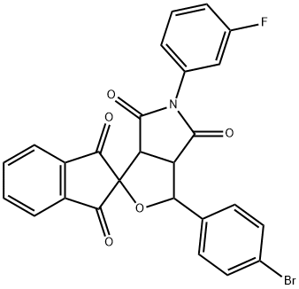 5-(3-fluorophenyl)-3-(4-bromophenyl)-1',3',4,6-tetraoxohexahydrospiro(1H-furo[3,4-c]pyrrole-1,2'-indane) Struktur