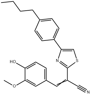 2-[4-(4-butylphenyl)-1,3-thiazol-2-yl]-3-(4-hydroxy-3-methoxyphenyl)acrylonitrile Struktur