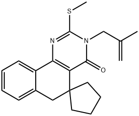 3-(2-methyl-2-propenyl)-2-(methylsulfanyl)-5,6-dihydrospiro(benzo[h]quinazoline-5,1'-cyclopentane)-4(3H)-one Struktur