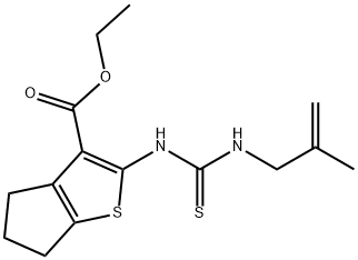 ethyl 2-({[(2-methyl-2-propenyl)amino]carbothioyl}amino)-5,6-dihydro-4H-cyclopenta[b]thiophene-3-carboxylate Struktur