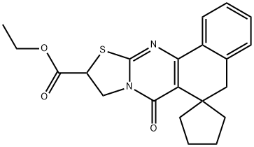 ethyl 7-oxo-5,7,9,10-tetrahydro-spiro(6H-benzo[h][1,3]thiazolo[2,3-b]quinazoline-6,1'-cyclopentane)-10-carboxylate Struktur