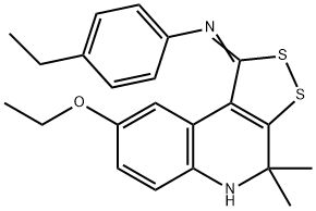 N-(8-ethoxy-4,4-dimethyl-4,5-dihydro-1H-[1,2]dithiolo[3,4-c]quinolin-1-ylidene)-N-(4-ethylphenyl)amine Struktur