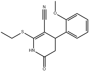 2-(ethylsulfanyl)-4-(2-methoxyphenyl)-6-oxo-1,4,5,6-tetrahydro-3-pyridinecarbonitrile Struktur