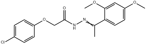 2-(4-chlorophenoxy)-N'-[1-(2,4-dimethoxyphenyl)ethylidene]acetohydrazide Struktur