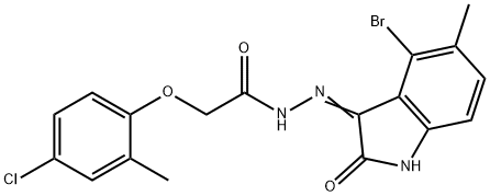 N'-(4-bromo-5-methyl-2-oxo-1,2-dihydro-3H-indol-3-ylidene)-2-(4-chloro-2-methylphenoxy)acetohydrazide Struktur