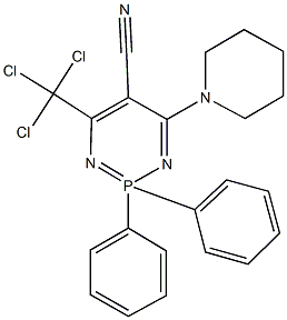 2,2-diphenyl-4-(1-piperidinyl)-6-(trichloromethyl)-1,3,2lambda~5~-diazaphosphinine-5-carbonitrile Struktur