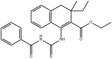 ethyl 1-{[(benzoylamino)carbothioyl]amino}-3-ethyl-3-methyl-3,4-dihydro-2-naphthalenecarboxylate Struktur