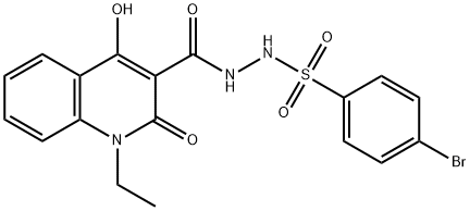 4-bromo-N'-[(1-ethyl-4-hydroxy-2-oxo-1,2-dihydroquinolin-3-yl)carbonyl]benzenesulfonohydrazide Struktur