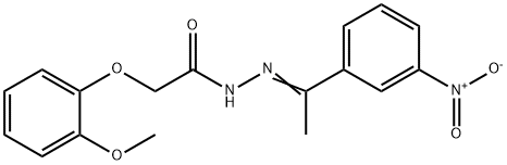 N'-(1-{3-nitrophenyl}ethylidene)-2-(2-methoxyphenoxy)acetohydrazide Struktur