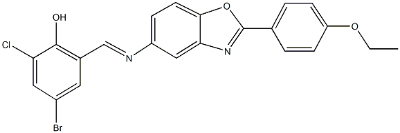 4-bromo-2-chloro-6-({[2-(4-ethoxyphenyl)-1,3-benzoxazol-5-yl]imino}methyl)phenol Struktur