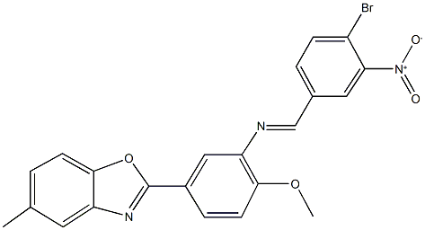 2-[3-({4-bromo-3-nitrobenzylidene}amino)-4-methoxyphenyl]-5-methyl-1,3-benzoxazole Struktur