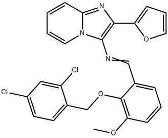 N-{2-[(2,4-dichlorobenzyl)oxy]-3-methoxybenzylidene}-N-[2-(2-furyl)imidazo[1,2-a]pyridin-3-yl]amine Struktur