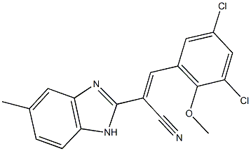 3-(3,5-dichloro-2-methoxyphenyl)-2-(5-methyl-1H-benzimidazol-2-yl)acrylonitrile Struktur