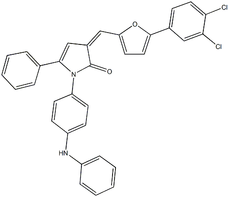 1-(4-anilinophenyl)-3-{[5-(3,4-dichlorophenyl)-2-furyl]methylene}-5-phenyl-1,3-dihydro-2H-pyrrol-2-one Struktur