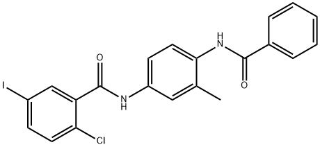 N-[4-(benzoylamino)-3-methylphenyl]-2-chloro-5-iodobenzamide Struktur