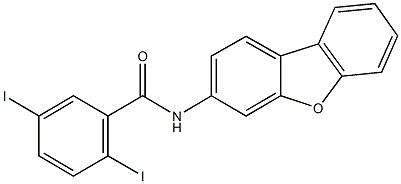 N-dibenzo[b,d]furan-3-yl-2,5-diiodobenzamide Struktur