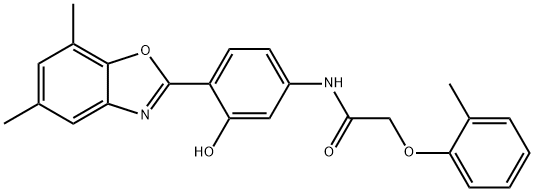 N-[4-(5,7-dimethyl-1,3-benzoxazol-2-yl)-3-hydroxyphenyl]-2-(2-methylphenoxy)acetamide Struktur