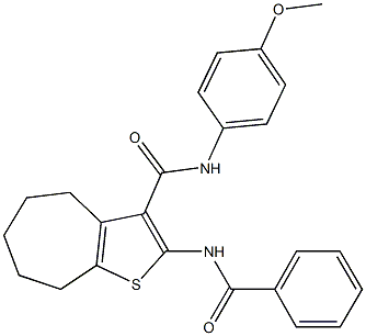 2-(benzoylamino)-N-(4-methoxyphenyl)-5,6,7,8-tetrahydro-4H-cyclohepta[b]thiophene-3-carboxamide Struktur