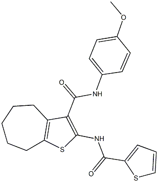 N-(4-methoxyphenyl)-2-[(2-thienylcarbonyl)amino]-5,6,7,8-tetrahydro-4H-cyclohepta[b]thiophene-3-carboxamide Struktur